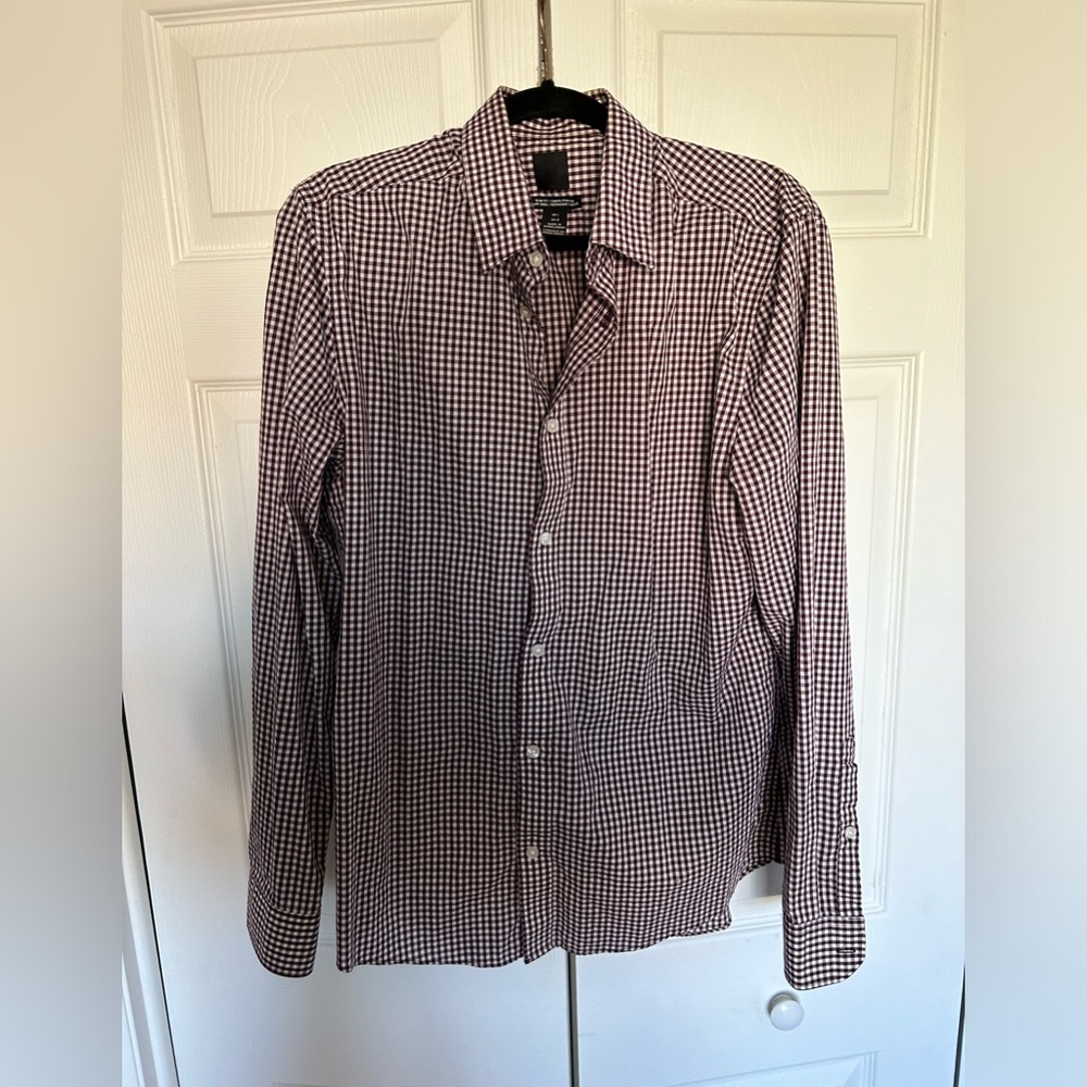 Men’s Plaid Button Down - Red - L